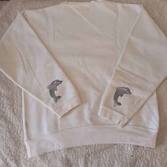 Vintage Womens Cotton Deluxe Logo Dolphins Sweatshirt Pullover, Size L, White - Picture 4 of 9